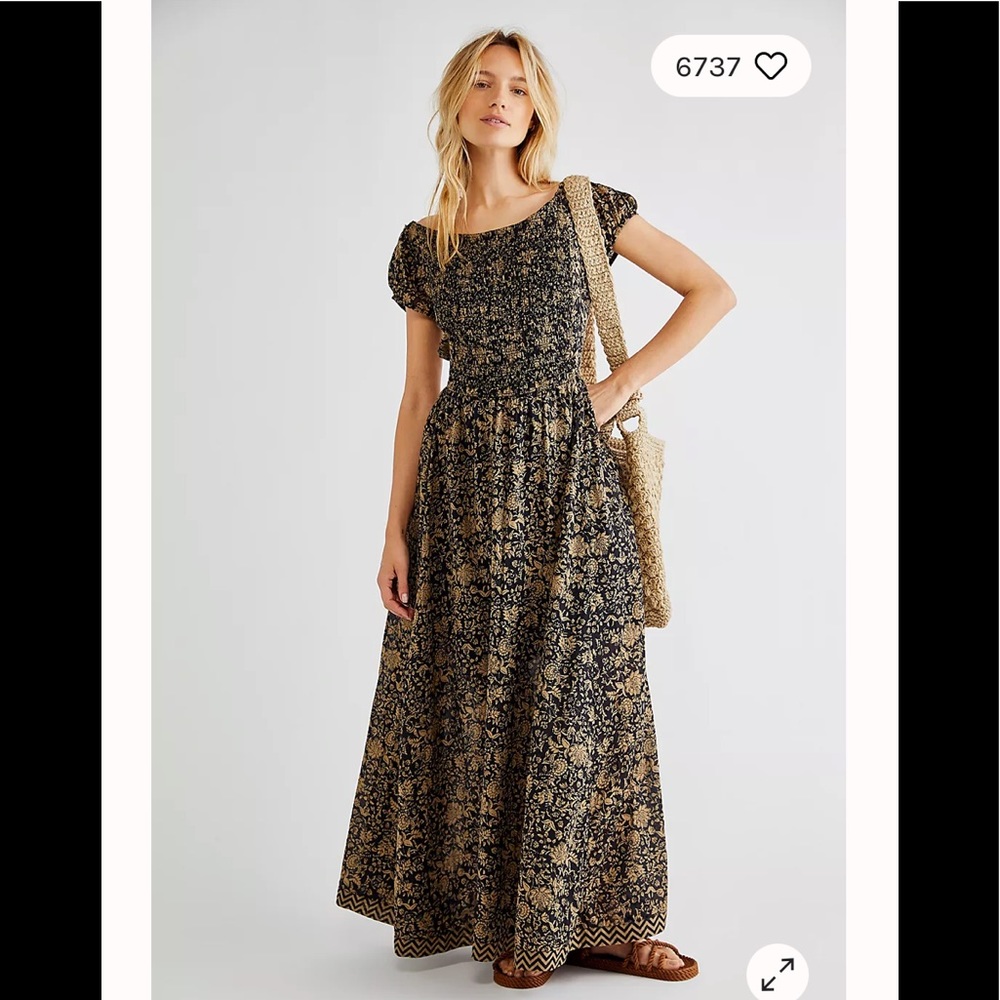NWT Free People Ultraviolet Dress Black Floral
